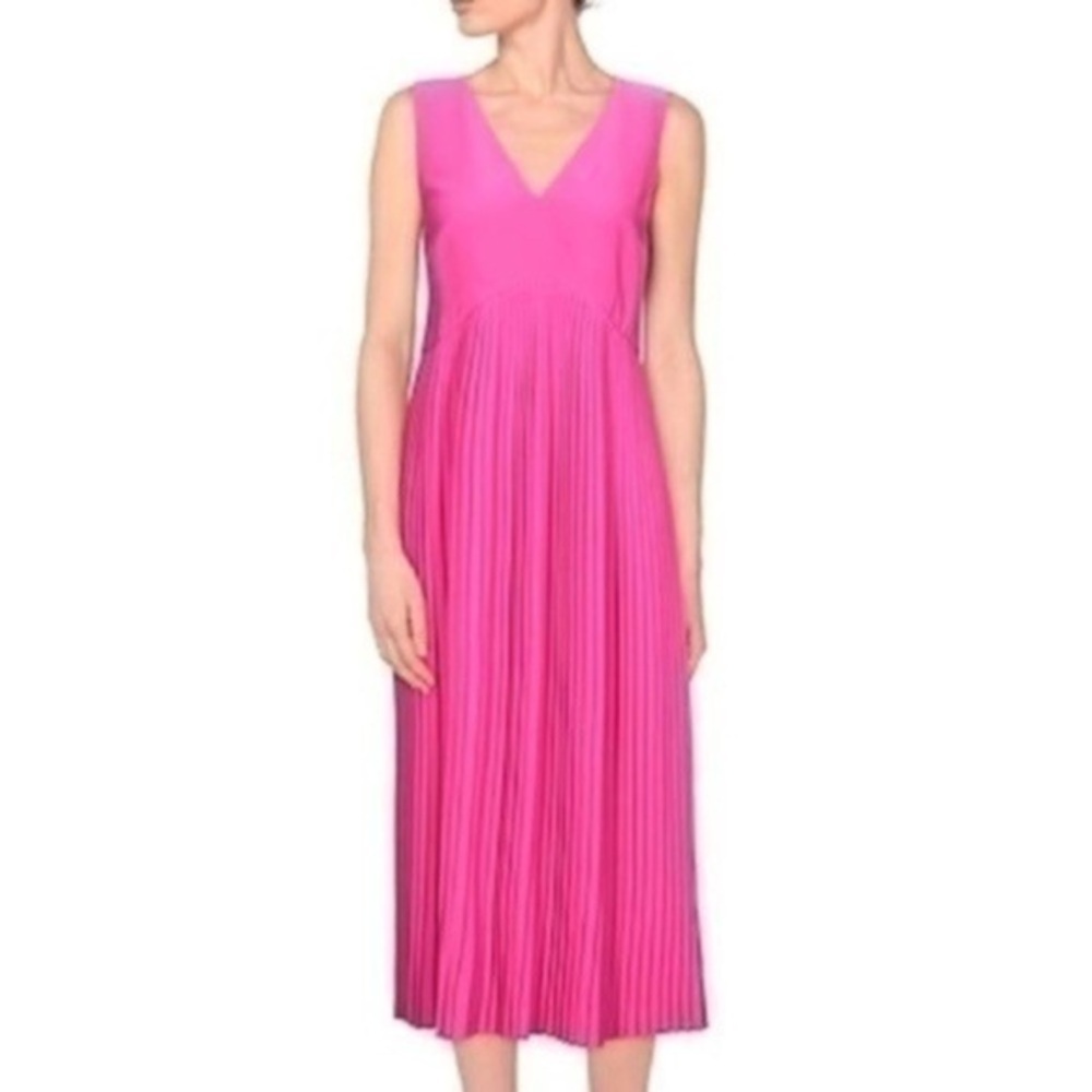 NWT! **KENZO** Pink Pleated Sleeveless Midi Dress Size 34 Size 2